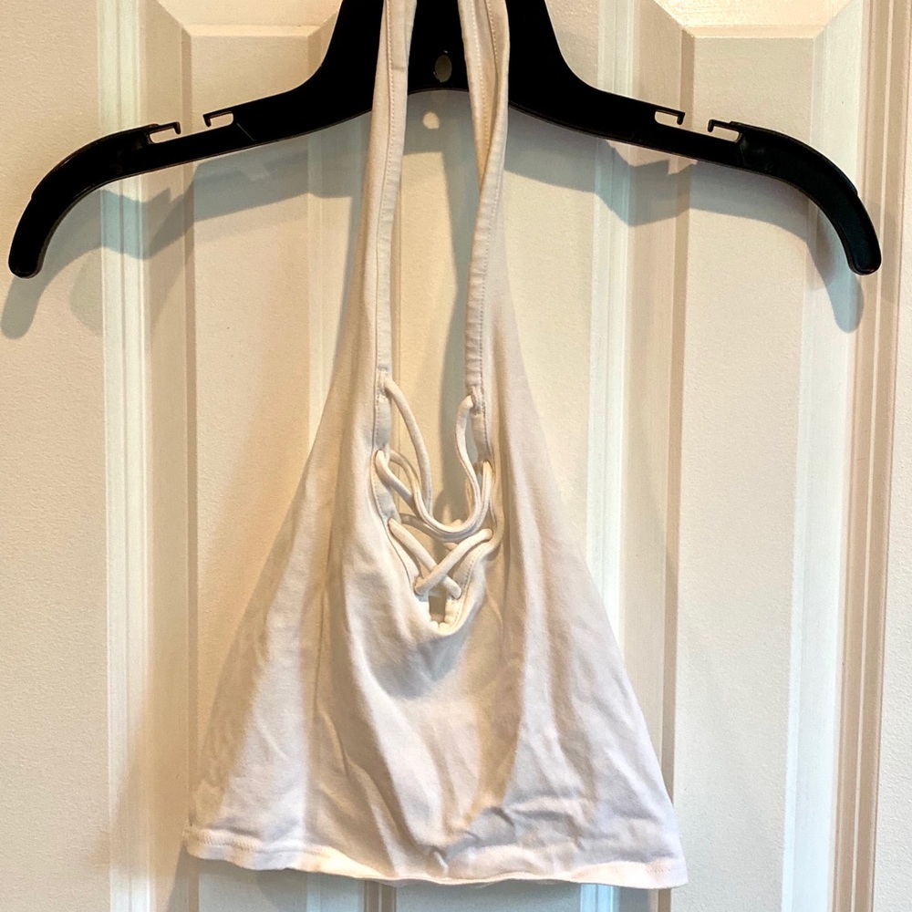 White halter crop top